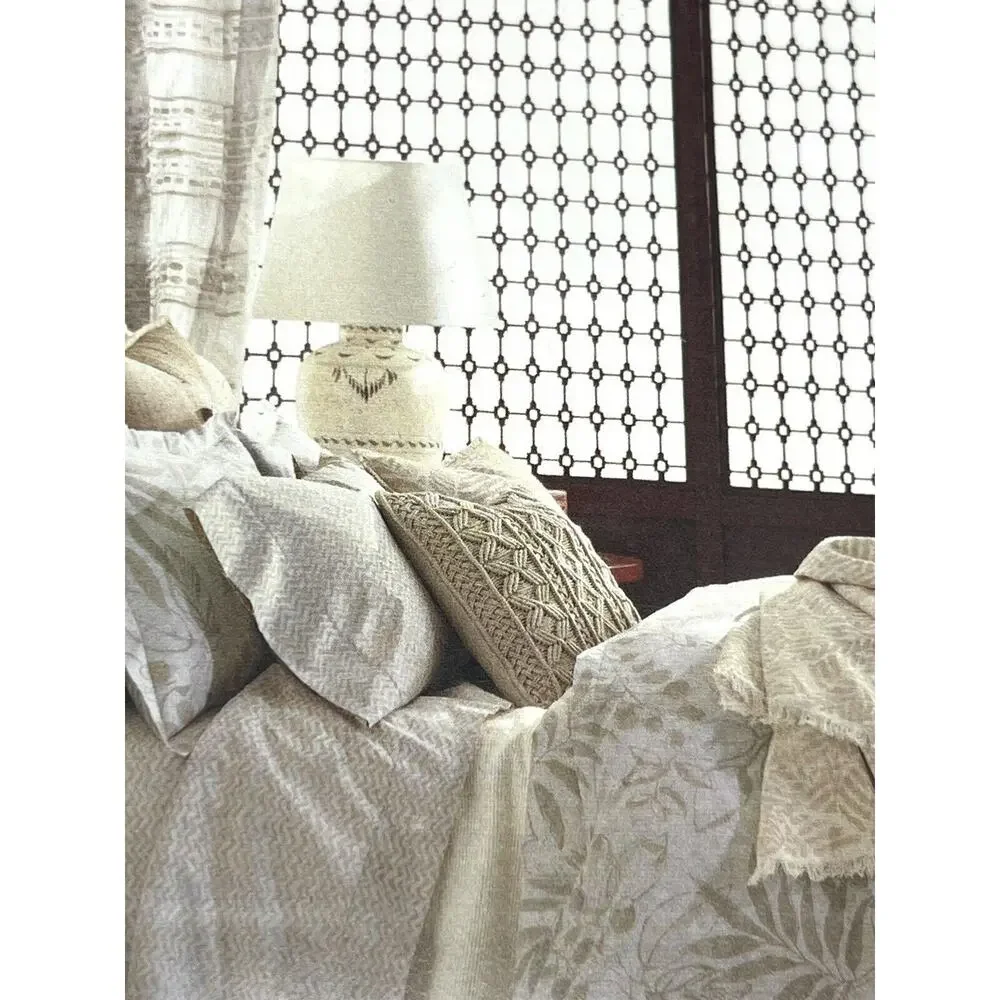 Ralph Lauren Cecily Palmetto KING Duvet Cover Tan Neutral *PACKAGE WONT CLOSE*